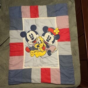 Vintage Mickey Mouse & Minnie Mouse quilted baby blanket.